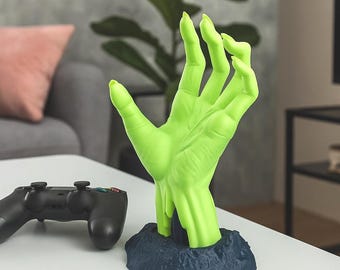 Soporte para mando de videojuegos con forma de zombi que brilla en la oscuridad, decoración para gamers impresa en 3D.