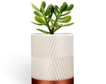 Drixel White Bronze Wall Planter: Modern 3D Printed Plant Pot