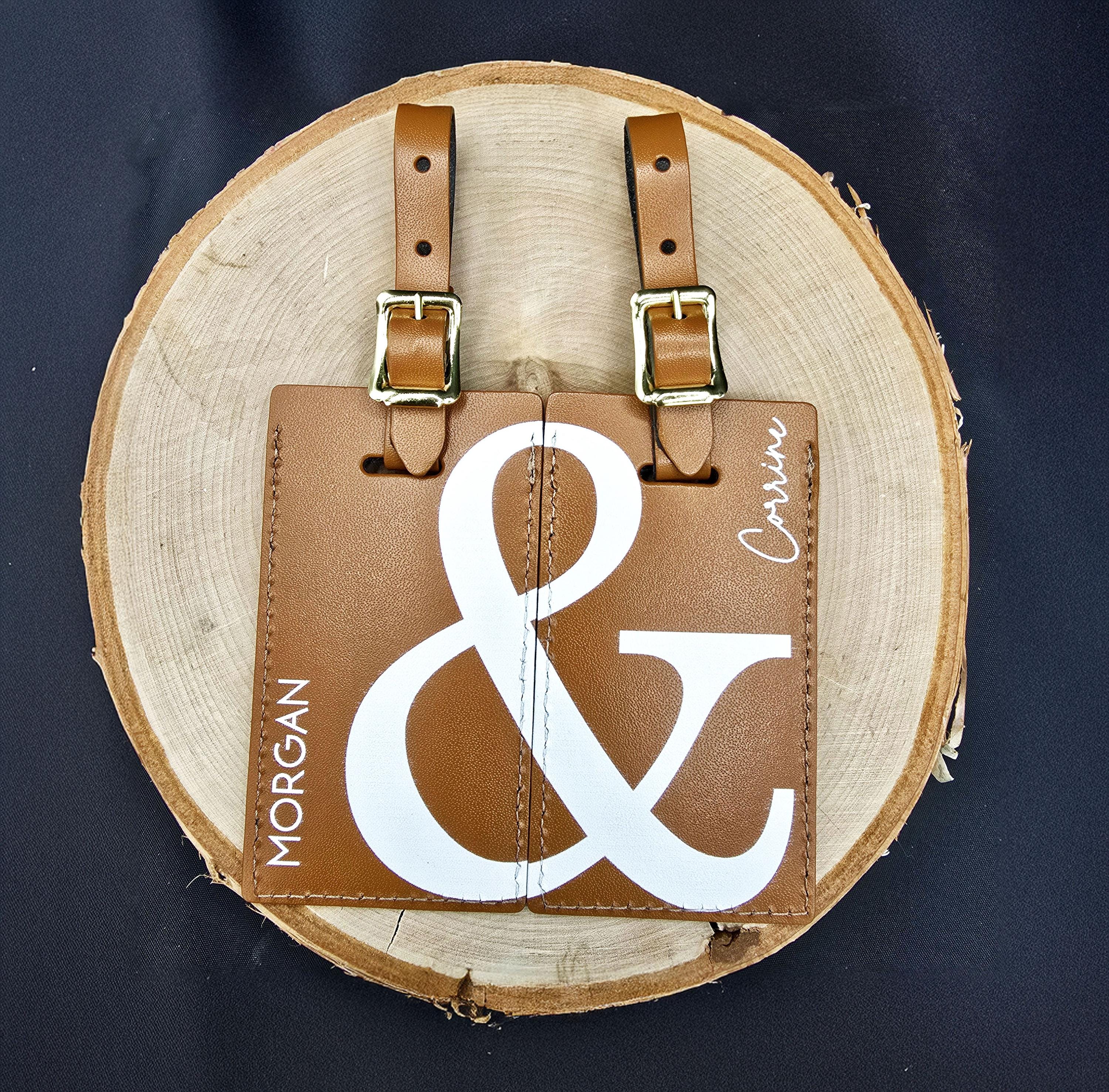 His and Hers Personalized Leather Luggage Tags