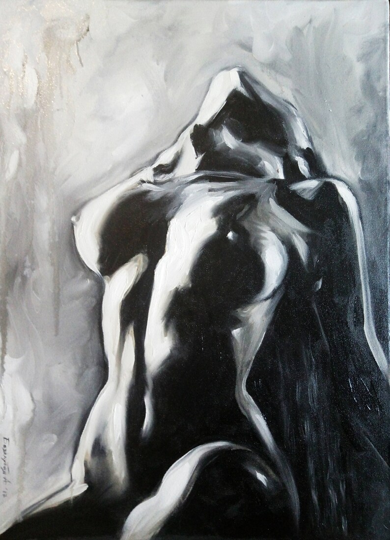 Nude Oil Painting Sexy Gift For Him Female Woman Naked Body Etsy