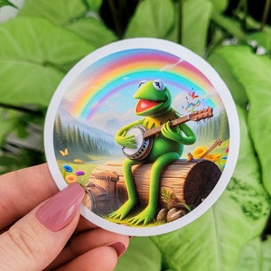Naklejka Kermit, Naklejka Muppetów, Rainbow Connection, Prezent, Naklejki, Naklejki na laptopa, Naklejki winylowe, Naklejka na butelkę z wodą, Błyszcząca