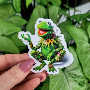 Naklejka Kermit, Naklejka Muppets, Festiwal Kwiatów i Ogrodów, Prezent, Naklejki, Naklejki na Laptopa, Naklejki winylowe, Naklejka na Butelkę Wody, Błyszczące