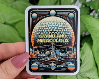 スペースシップ・アース ステッカー、エプコット ステッカー、ギフト、ステッカー、ラップトップ ステッカー、ビニール ステッカー、ウォーターボトル ステッカー、光沢