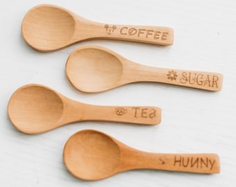 Mini Spoons, Spoon Set, Mini Spoon Set, Wooden Spoons, Coffee Spoon, Sugar Spoon, Tea Spoon, Honey Spoon, Gifts, Kitchen Decor