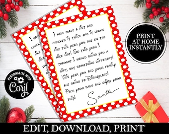 You&#39;re Going To Theme Parks Letter From Santa (World and Land), Santa letter, Parks Trip for Christmas, Trip Reveal, Trip Gift, EDITABLE