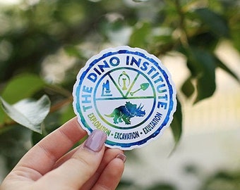 Dino Institute Sticker, Sticker, Animal Kingdom Sticker, Gift, Stickers, Laptop Stickers, Vinyl Stickers, Water Bottle Sticker, Glossy