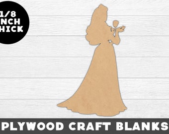 Aurora Wood Shape, Sleeping Beauty,Wood,Unfinished Wood, Craft Wood, Wood Cutout,  Laser Cut, Craft Supply, Wood Pieces, Wood Blanks