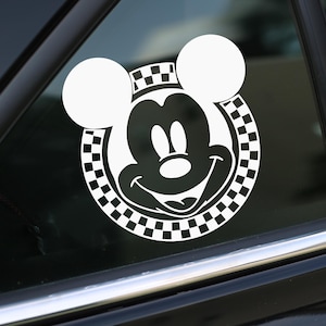 マウス デカール、チェック柄マウス デカール、車用デカール、壁用デカール、ラップトップ ステッカー、ビニール デカール、ステッカー、ギフト、女性用、男性用