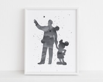 Walt and Mouse Wall Art, Magic Kingdom Decor, Wall Art, Gifts, Home Decor, Print, Printable Wall Art, Digital Download, Wall Decor