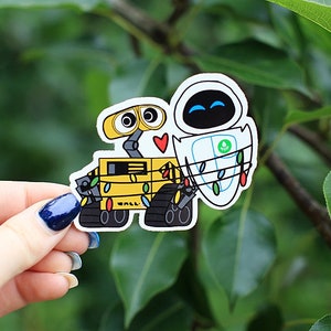 Walle und Eve Aufkleber, Aufkleber, Walle Aufkleber, Geschenk, Aufkleber, Laptop Aufkleber, Vinyl Aufkleber, Wasserflasche Aufkleber, glänzend