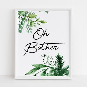 Oh Bother Wall Art, Winnie The Pooh Decor, Wall Art, Gifts, Home Decor, Print, Printable Wall Art, Digital Download, Wall Decor, Art Print