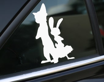Nick Wilde and Judy Hops Decal, Zootopia Decal, Car Decal, wall decal, laptop stickers, Gifts, For Her, For Him