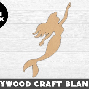 Ariel Wood Shape, Little Mermaid, Wood, Unfinished Wood, Craft Wood, Wood Cutout,  Laser Cut, Craft Supply, Wood Pieces, Wood Blanks