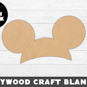 Forma de madera de Mouseketeer, orejas de ratón, madera sin terminar, madera para manualidades, recorte de madera, corte láser, material para manualidades, piezas de madera, espacios en blanco de madera, para manualidades