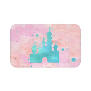 Pink Castle Bath Mat, Bath mat, Bathroom Decor, Gifts, Home Decor, Bathroom Rug, Housewarming, Theme Park
