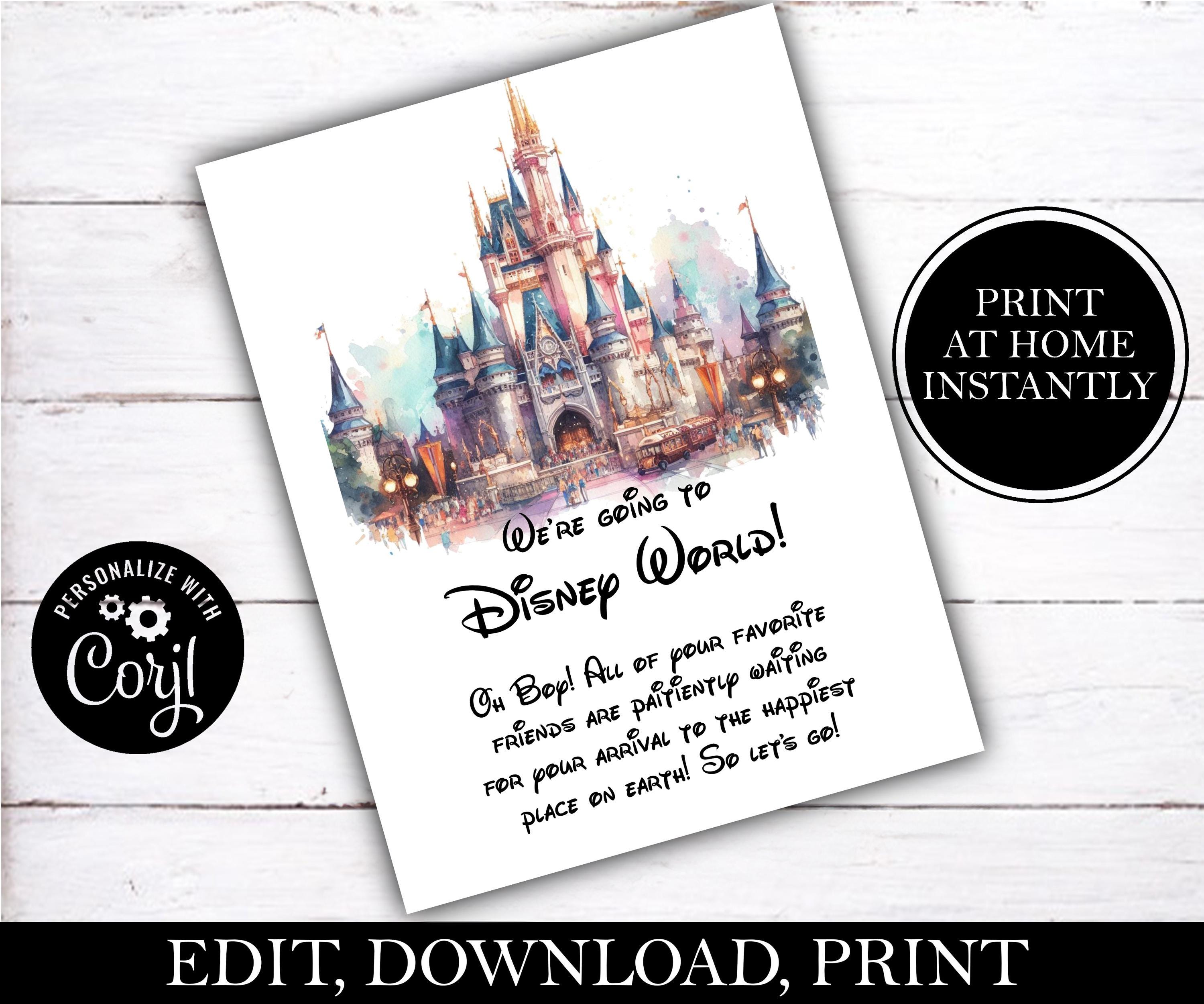Surprise You're Going To Theme Parks Letter, WDW, Vacation Announcement, Going to World, Land, Trip Reveal, Trip Gift, EDITABLE