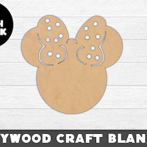 Minnie Head Wood Shape, Mouse, Unfinished Wood, Craft Wood, Wood Cutout,  Laser Cut, Craft Supply, Blank Wood Pieces