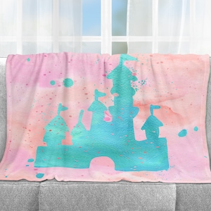 Pink Castle Blanket, Blanket, Throw Blanket, Home Decor, Gift, Fleece Blanket, Baby Blanket, Adult Blanket, 3 Sizes