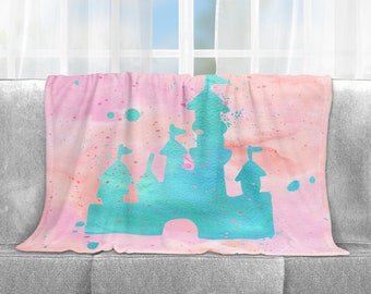 Pink Castle Blanket, Blanket, Throw Blanket, Home Decor, Gift, Fleece Blanket, Baby Blanket, Adult Blanket, 3 Sizes