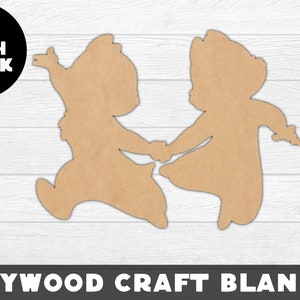 Chip and Dale Wood Shape, Wood, Unfinished Wood, Craft Wood, Wood Cutout,  Laser Cut, Craft Supply, Wood Pieces, Wood Blanks, for Crafts