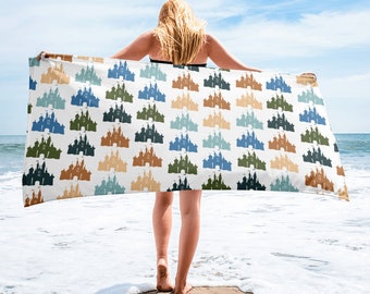 Castle Beach Towel, Multi Colored Castle Towel, Magic Kingdom, Towel, Pool Towel, Vacation, Water Park, Beach Trip, Gifts