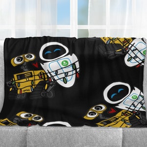 Wall-e and Eve Blanket, Blanket, Throw Blanket, Home Decor, Gift, Fleece Blanket, Baby Blanket, Adult Blanket, 3 Sizes image 1