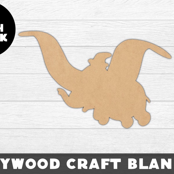 Dumbo Wood Shape, Flying Elephant, Unfinished Wood, Craft Wood, Wood Cutout,  Laser Cut, Craft Supply, Wood Pieces, Wood Blanks, for Crafts