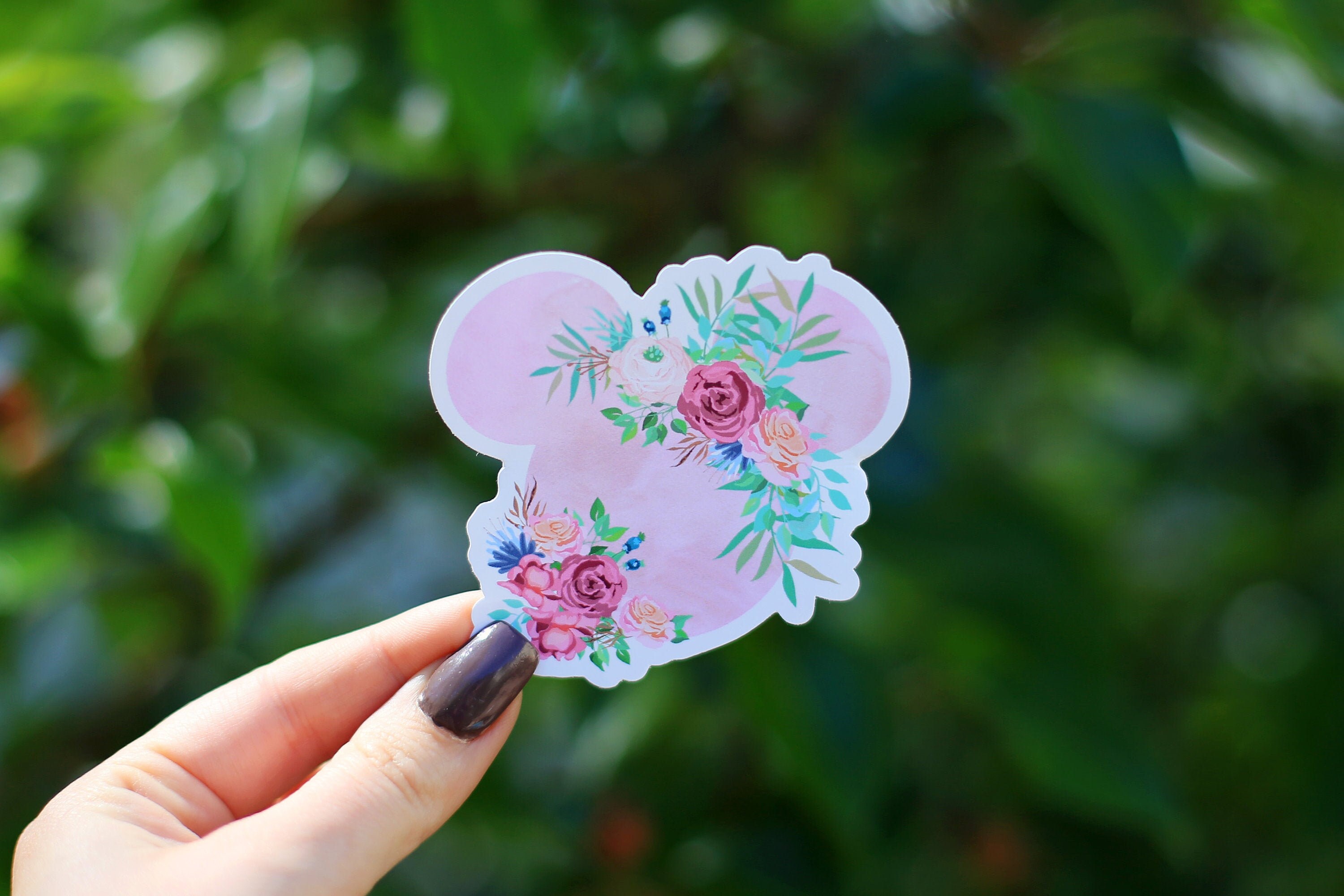 Mouse Sticker, Minnie, Sticker, Floral Sticker, Gift, Gift for Her ...
