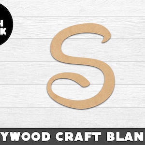 S Wood Shape, Letter Font, Unfinished Wood, Craft Wood, Wood Cutout,  Laser Cut, Craft Supply, Wood Pieces, Wood Blanks, for Crafts