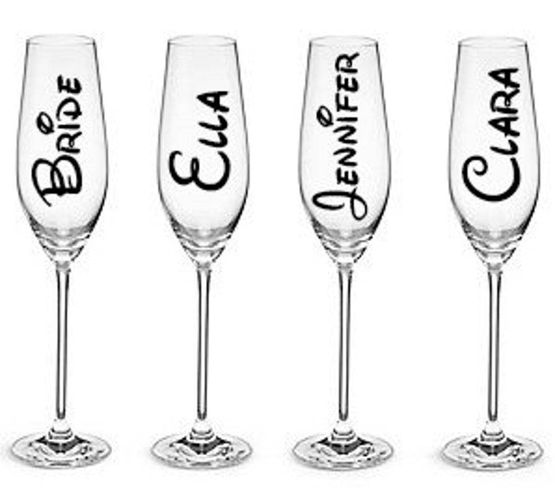 Wedding Champagne Flute Decals Custom Name Decal Bridesmaids Etsy
