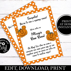 Surprise You&#39;re Going To The Boo Bash, Halloween Party, Halloween Party Letter, Halloween, EDITABLE & Finished PDF