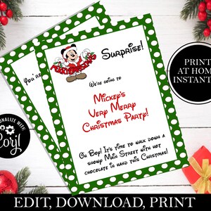 Überraschen Sie, Sie gehen zu sehr frohen Weihnachtsfeierbrief, Weihnachtsankündigung, Going to Theme Parks, EDITIERBARE & fertige PDF