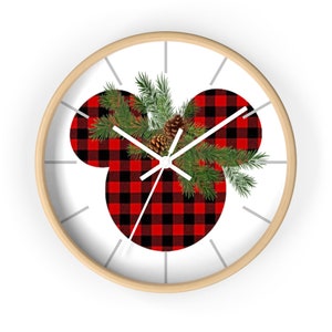 Buffalo Plaid Mouse Wall Clock, Home Decor, Gift, Wall Clock, Clock, Wall Decor, Home Decor, Modern Wall Clock
