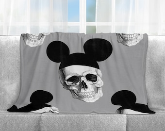 Dödskallefilt, Halloween, Filt, Prydnadsfilt, Heminredning, Gåva, Fleecefilt, Babyfilt, Vuxenfilt, 3 storlekar