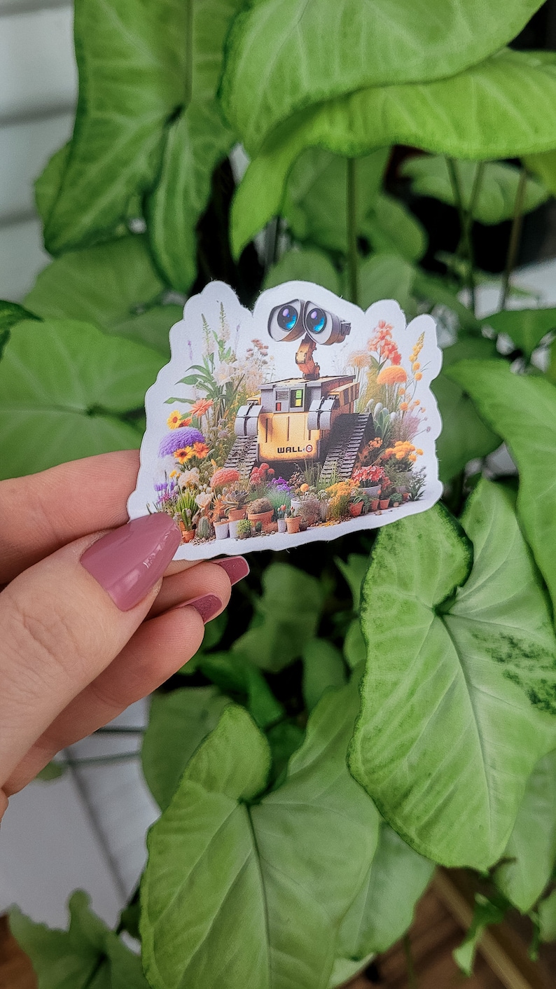 Wall-e Sticker, Walle Sticker, Floral Wall-e, Gift, Stickers, Laptop Stickers, Vinyl Stickers, Water Bottle Sticker, Glossy image 6