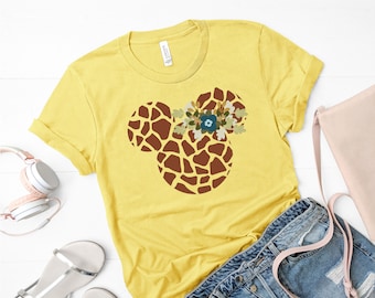 Mouse Shirt, Giraffe Print Shirt, Animal Kingdom Shirt, Gift, Plus Size, Vacation Shirt, Family Shirt