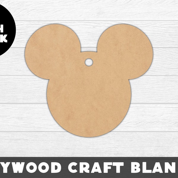 Mouse Ornament, DIY, Mickey Head Wood Shape, Mickey Mouse, Unfinished Wood, Craft Wood, Wood Cutout,  Laser Cut, Craft Supply, Christmas