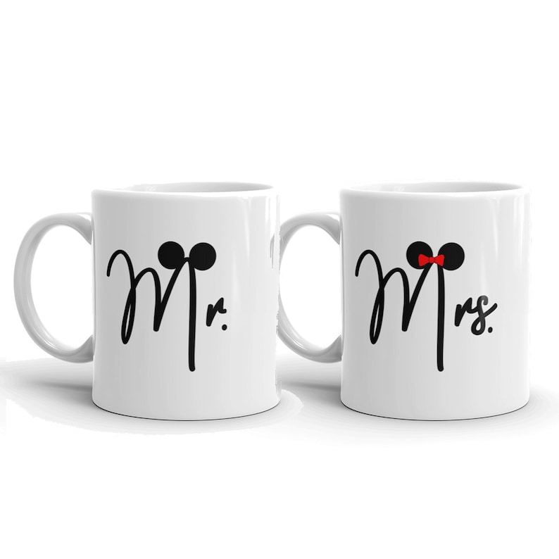 Disney Mr and Mrs Mugs Disney Wedding Gift Disney Coffee Etsy