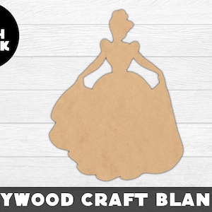 Cinderella Wood Shape, Princess, Wood, Unfinished Wood, Craft Wood, Wood Cutout,  Laser Cut, Craft Supply, Wood Pieces, Wood Blanks