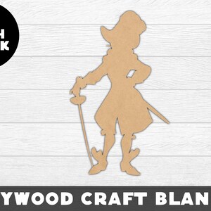Captain Hook Wood Shape, Wood, Unfinished Wood, Craft Wood, Wood Cutout,  Laser Cut, Craft Supply, Wood Pieces, Wood Blanks, for Crafts