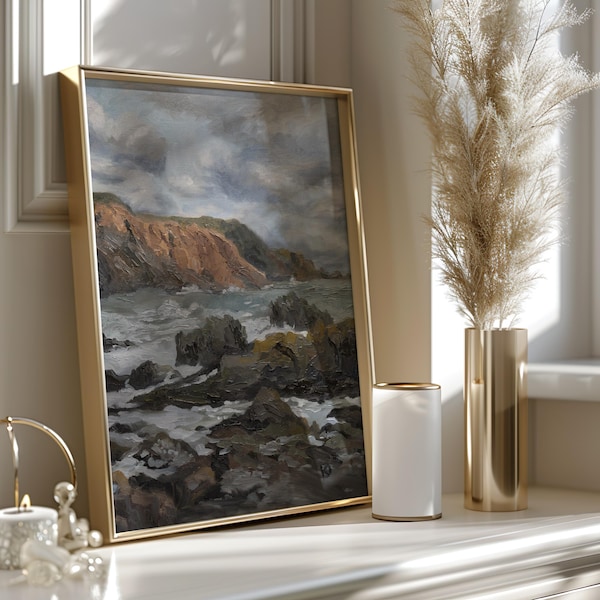 Scotland Coast Oil Painting Art Print | Artwork by Kristin Durkin | St. Abbs