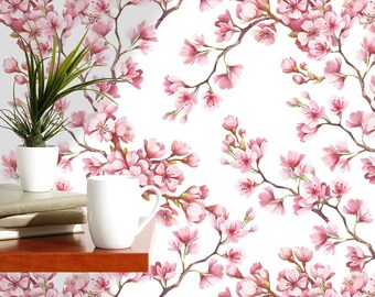 Cherry Blossom Wallpaper with Pink Red Tree Branch Flowers CC133