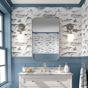 Peel and Stick Sea World Wallpaper - Self Adhesive Ocean Fish Whale Shark Dolphin Temporary Decal - Kids Removable Wall Mural CC053