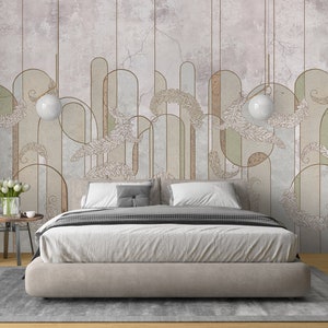 Pastel Green Shabby Chic Retro Concrete Peel and Stick Wall Mural - Gray Cement Self Adhesive Wallpaper - Removable  Boho Wall Decal CCM140