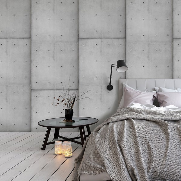 Modern Peel and Stick Wall Mural Wallpaper - Gray Concrete Cement Self Adhesive Wallpaper - Removable Decal - Minimalistic Wall Art CCM096