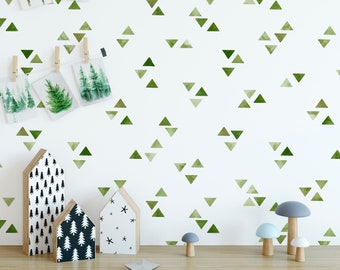 Minimalistic Peel and Stick Wallpaper - Geometric Removable Wall Paper - Green Triangle Abstract Wall Decor - Self Adhesive Decal CC263