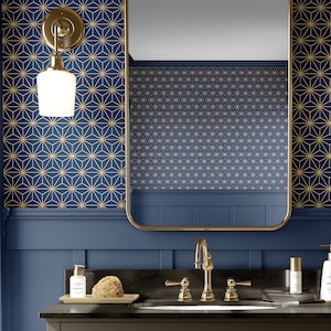Blue Beige Geometric Prism Peel and Stick Wallpaper - Modern Self Adhesive Wall Decal -  Temporary Abstract Art Deco Mural CC302