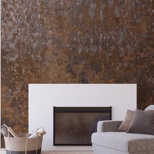 Rust Metal Texture Wallpaper – Patina Oxidized Industrial Loft Brown Copper Wall Mural CCM202