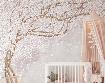 Cherry Blossom Sakura Wallpaper in Blush Pink Floral Botanical CCM168