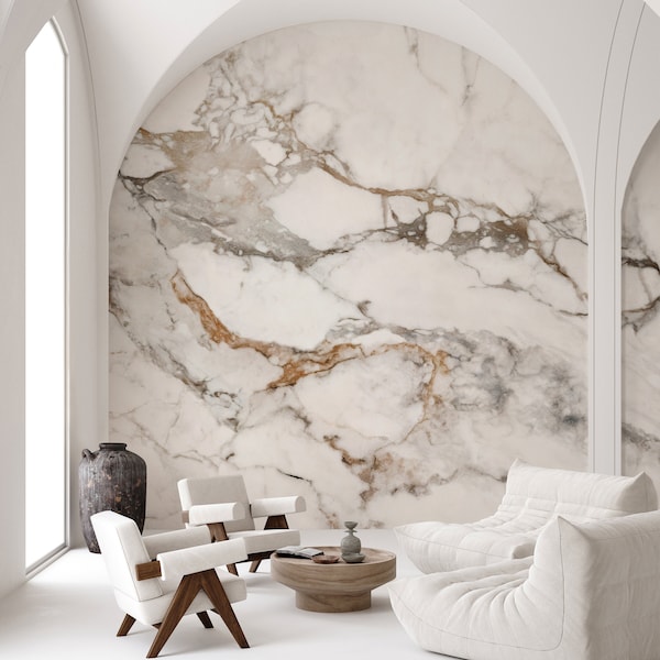 Gray Calacatta Marble Wall Mural - Abstract Stone Texture Decor Wall Decal - Removable Self Adhesive Wallpaper CCM161